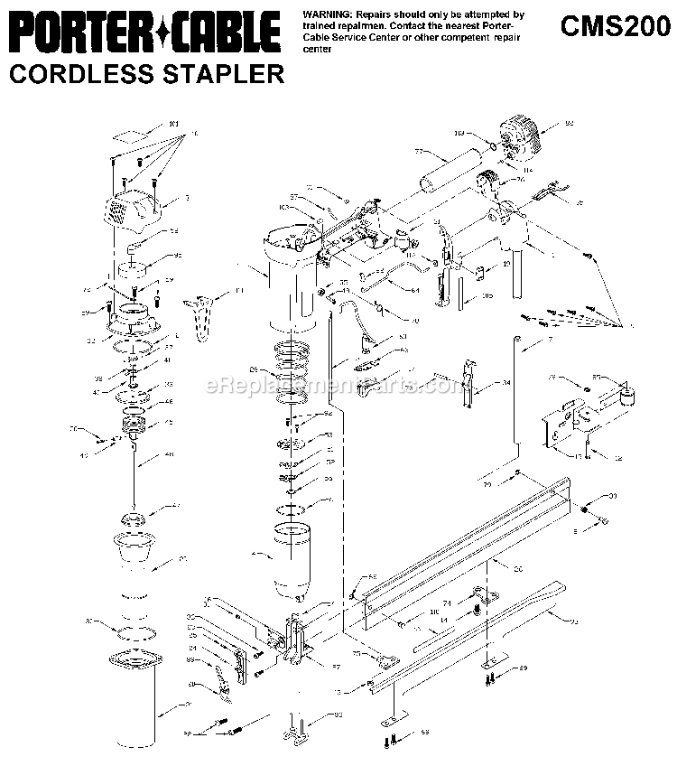 Porter Cable CMS200 (Type 1) Bammer Med Crn Stapl Power Tool Page A Diagram